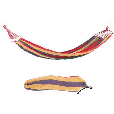 Filiyano-【NX】Hamac de camping léger et portable pour les voyages en extérieur, avec entretoise en bois dur, rouge à rayures colorées (1/5)