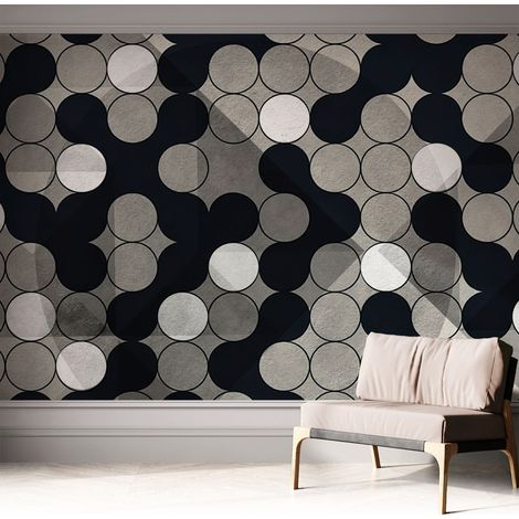 Papier peint autocollant avec imprimé pour intérieur moderne application facile a motif Cercles géométriques 312x219 cm (1/5)