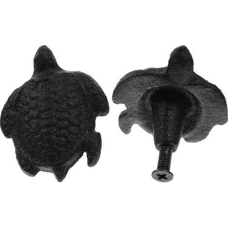 Boutons de porte Homoyoyo en fonte noire, motif tortue marine (1/5)