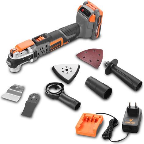 Outil multifonction batterie - FUXTEC FX-E1MT20 - 20V scier poncer gratter - Set batterie 2Ah et chargeur 1A