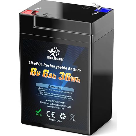 6V 6Ah LiFePO4 Batterie Rechargeable, Cycle Profonde 2000 Fois avec Protection BMS, Batterie LiFePO4 Adaptée Bateaux à Moteur, Camping, Trottinettes, Les Onduleurs, Solaire, Eolienne (1/5)