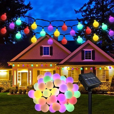 Guirlande Lumineuse Solaire pour Extérieur, 8 Modes Guirlandes Lumineuses Solaire, Lampes Décoratives Intérieures et Extérieures Étanches(Multicolore) (1/5)