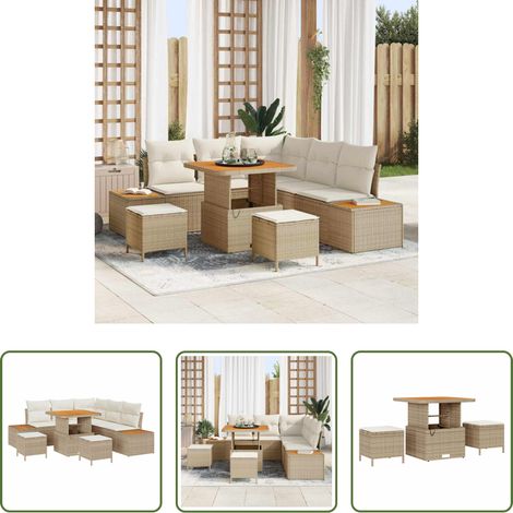 vidaXL Balkonsofa - Gartensofa-set 8 pcs Beige Poly-Rattan (1/5)