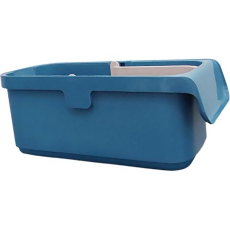 Seau Bleu en Grand Format Serpillière Plastique à Rectangulaire Compatible avec Balais Plats, Grosse Capacité, Format Portable avec Poignée (1/5)