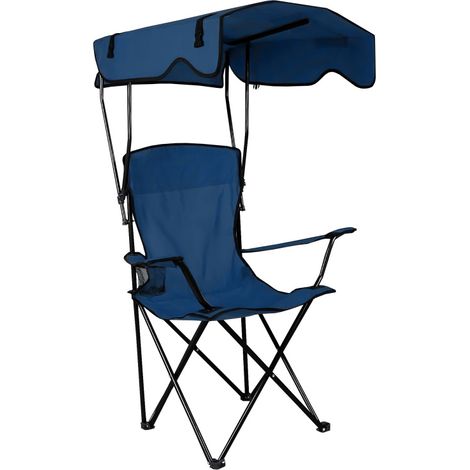 Aga Camping- & Angelstuhl Dunkelblau – Klappbar mit Sonnendach, Getränkehalter & Tragetasche, stabil und robust (1/3)