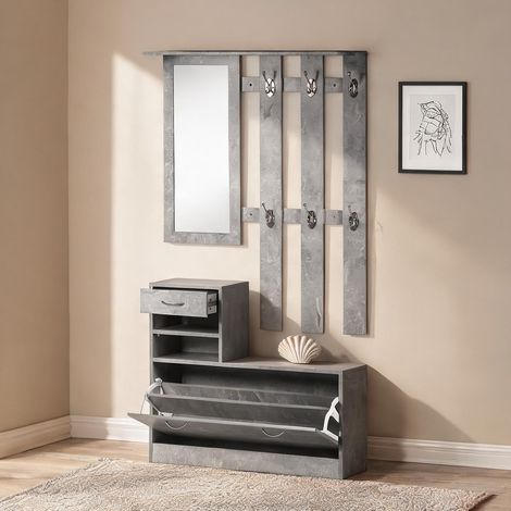 Console gris en tablero de partículas 90 x 10 x 91 cm (1/5)