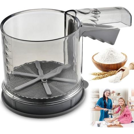 Doppio setaccio in acciaio inox per la cottura, utensile da cucina multifunzionale per farina, farina di mandorle e zucchero a velo, per decorare torte e caffè, (1/5)