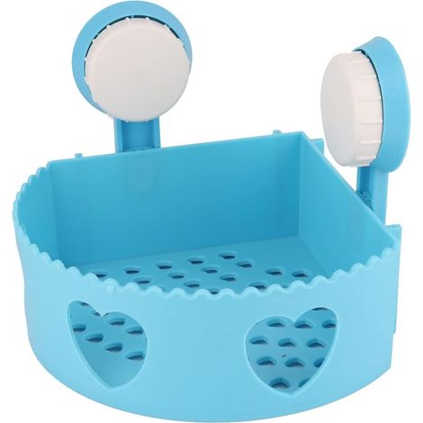 Étagère de salle de bain en plastique bleu avec ventouse