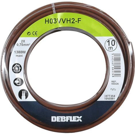 DEBFLEX - BOBINOT HO3VVH2-F 2X0.75 MM² 10M MARRON - 155326