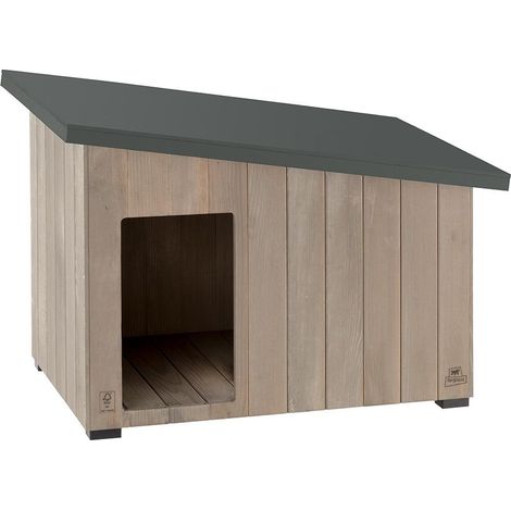 Ferplast – Niche d'extérieur en bois de pin nordique FSC – Toit incliné pour drainage optimal – Peinture écologique anti-moisissure – Dimensions 95,5 x 62,5 x h 67 cm