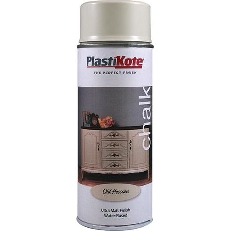 PlastiKote Chalk Finish Spray Paint in Old Hessian (400ml) – Durable Matte Finish for Furniture and Crafts (1/3)