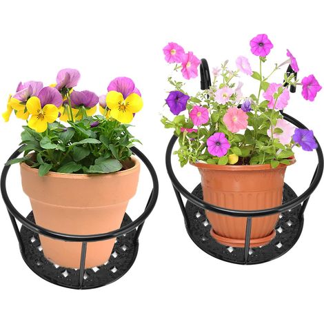 2er-Pack hängende Blumentöpfe mit Geländer, Mehrzweck-Pflanzkorb aus Eisen, hängender Pflanzenhalter mit Haken für drinnen, draußen, Terrasse, Garten