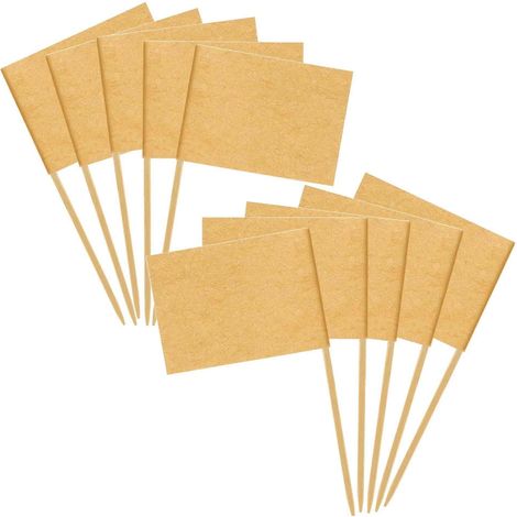 100 étiquettes alimentaires vierges pour buffet, cure-dents, marqueurs à fromage, étiquettes pour charcuterie, décoration de fête, pics à cocktail pour bar. (1/5)