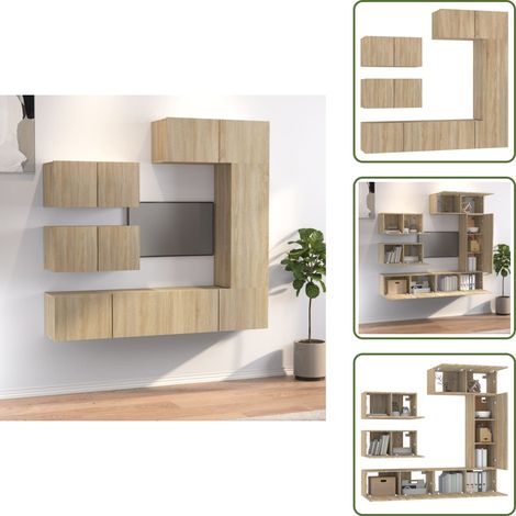 Ensemble de meubles TV 6 pcs Chêne sonoma Bois d'ingénierie - Meuble Tv - Meuble Téléviseur - Étagère Murale - Rangement Tv - Mobilier Salle Séjour
