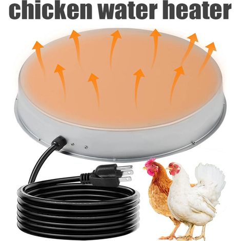 Abbeveratoio per pollame da 65 W, abbeveratoio per pollame da 12/15 pollici per fontane per pollame in metallo e plastica, abbeveratoio per pollame con termostato e cavo di alimentazione lungo 2,2 m (1/5)