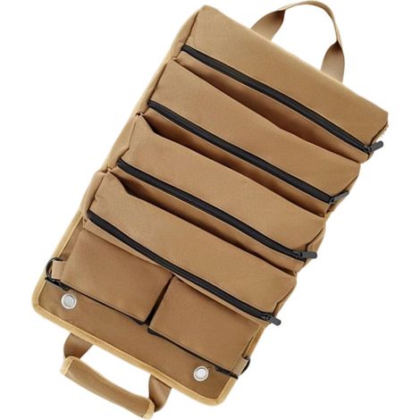Werkzeugrollentasche, Organizer, wasserdichtes Oxford-Gewebe, ergonomischer Griff, tragbare Rolltasche für Baustellen, Khaki (1/5)