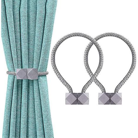 2-teiliges magnetisches Gardinen-Raffhalter-Set (Grau), europäische Gardinenschnur, feste Gardinenschlaufe, dekorativer Gardinen-Raffhalter (1/5)