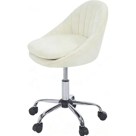 Sedia da ufficio ergonomica girevole in velluto beige con ruote (1/5)