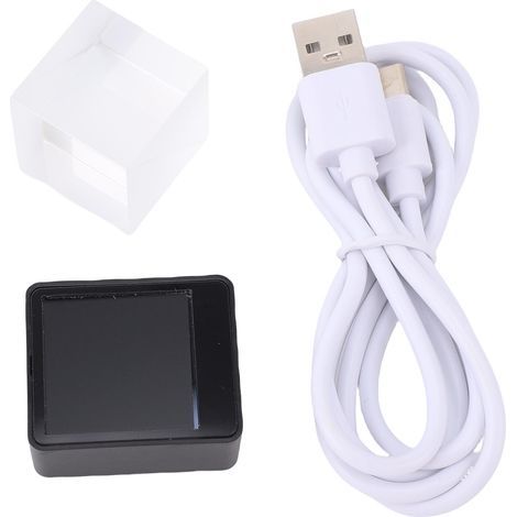 Holografischer LED-Kristallwürfel, 3D-Fotodisplay, smarte digitale Wetteruhr für Büro und Auto, GIF-Animationsalbum-Player, schwarzer Sockel (1/5)