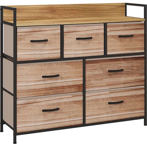Cassettiera a 7 cassetti portaoggetti 98 x 29 x 85 cm salva-spazio montaggio facile stile scandinavo contemporaneo in MDF naturale 210001597