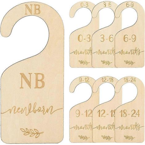Bois bébé placard Dividers lot avec bleu Velvet sac pour Sizes born pour 24 Months (1/5)