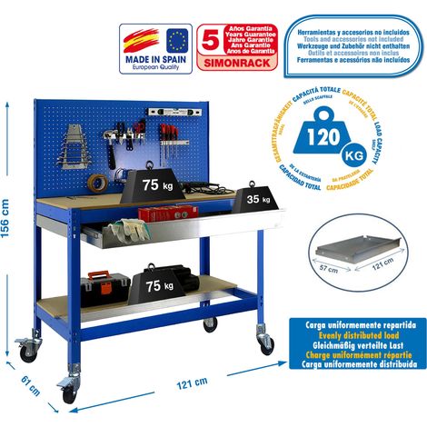 -CAHERSA- MESA DE TRABAJO SIMONWORK MOBILE BT2 BOX 1500 AZUL/MADERA (1/4)