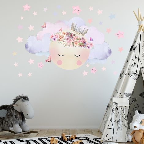 Stickers muraux chambre nuage chaleureuse Rose (1/5)