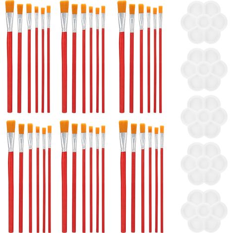 30 pinceaux aquarelle artistique, brosses en nylon plastique pour peinture, lot de 30 pièces (1/5)