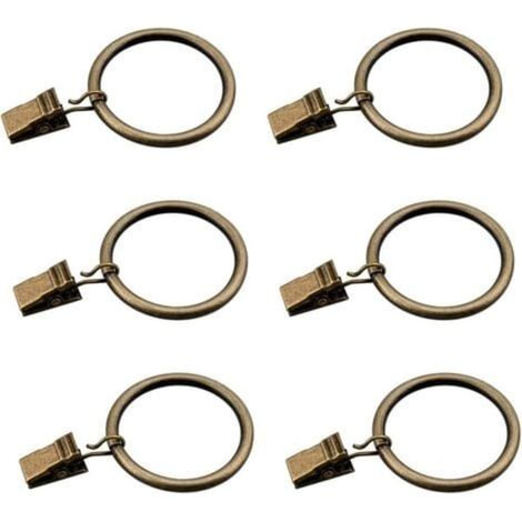 Set de 30 anneaux rideau bronze avec pinces, crochets décoratifs en métal résistant, embouts pour tringle (1/5)