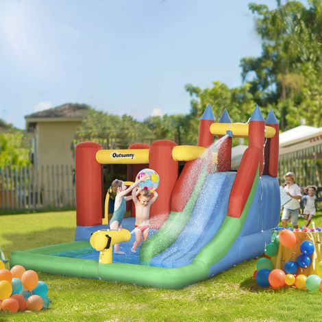 Jeu gonflable enfants 3 à 8 ans toboggan trampoline piscine maximum 4 enfants - Dimensions: 330x245x215cm