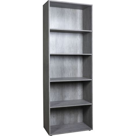 LIBRERIA LINEA 'FLOW' 5 ripiani - cm.35 x 68 x h.200 cemento - COMPOSAD