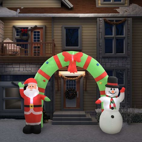 Arche de Noël gonflable avec Père Noël et bonhomme de neige 3 LED 300 x 90 x 223 cm - PANGIVO (1/5)