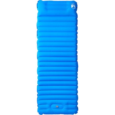 Matelas de camping autogonflant avec oreiller 1 personne bleu