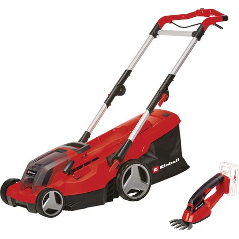 Einhell Tondeuse à gazon sans fil GE-CM 36/37 Li + Cisaille à gazon sans fil GE-CG 18/1 Li PXC (18 V, largeur de coupe 37 cm) Livré avec 2 batteries 3,0 Ah et 2 chargeurs) (1/5)