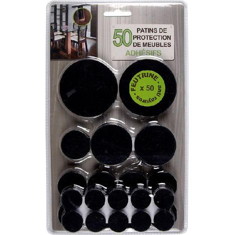 Patins de protection - CMP - Lot de 50 - Feutre - Adhésif - Noir (1/2)