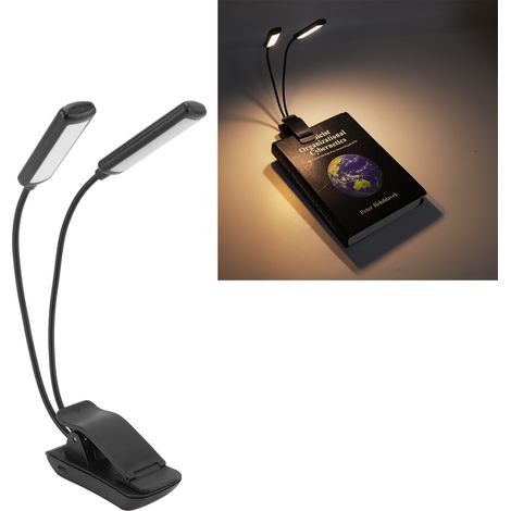 Lampe de bureau à pince double tête, lampe de lecture LED, lampe de lecture pour dortoir, lampe de piano, lampe à pince pour partitions rechargeable par USB (1/5)