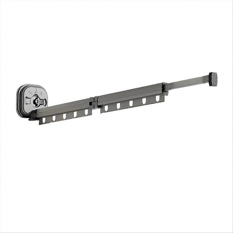 Portant à vêtements pliable en aluminium noir, fixation murale, taille M (1/5)