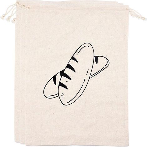Sacs à pain en lin réutilisables - sacs en coton à cordon - respirants et écologiques - 30 x 40 cm - Lot de 3