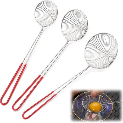 Louche À Écumoir Inox 10cm, Passoire Fine, Wok, Friture, Légumes, Pâtes, Cuisine, Acier Inoxydable, Robuste (1/5)