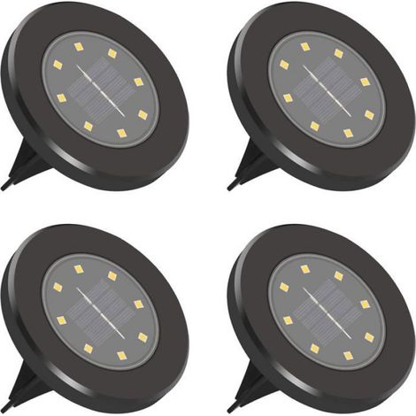 Lampe Solaire Extérieure - 8 Led - Étanche Ip65 - Détecteur De Mouvement - Pour Jardin Cour Patio Allée - Lot De 4