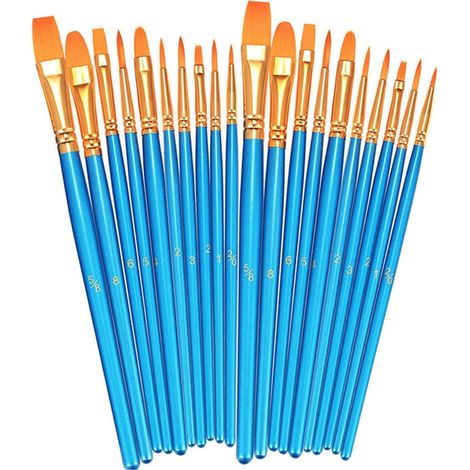 Brushes À Peindre - 20 Pièces - Soies En Nylon - Manche En Bois - Pour Modèles Céramiques Citrouilles Avions - Lot Complet (1/5)