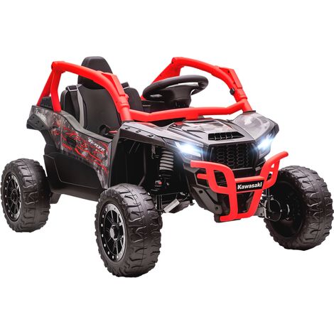 AIYAPLAY coche eléctrico para niños 12V, Kawasaki Teryx KRX 1000, con 2 motores, control remoto 2,4G, suspensión trasera, faros, USB, rojo (1/5)