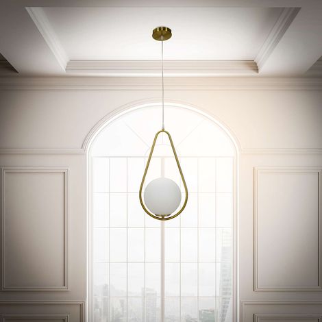 Lámpara de Techo Goma, Necesarias 2 Bombillas, Estructura Blanca, Clase Energética A+ - D, Oro (1/5)