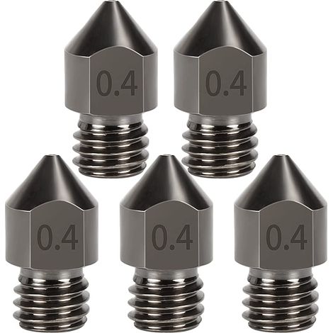 5 Stück gehärtete Stahl-MK8-Düsen, 0,4-mm-Hotend-Extruderdüse für Ender 3s 3 Pro, CR-10 3D-Drucker, 1,75-mm-Filament
