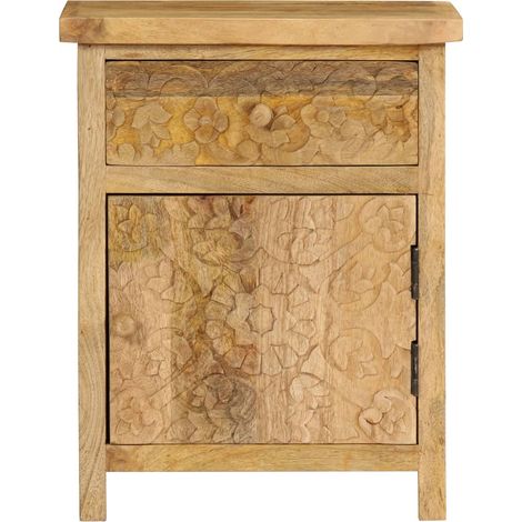 Table de chevet，Cabinet de chevet，Table de nuit Bois de manguier massif 40x30x50 cm CFW537024 (1/5)