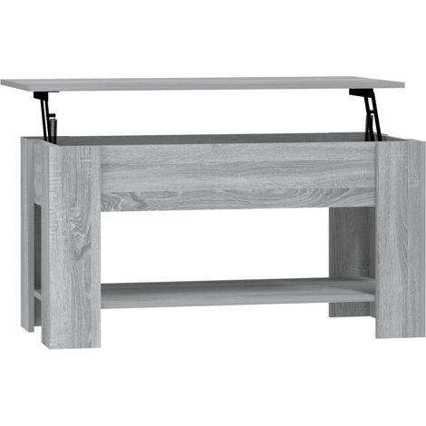 Tavolino con piano sollevabile 101 x 49 x 52 cm in legno ingegnerizzato grigio DEC039970