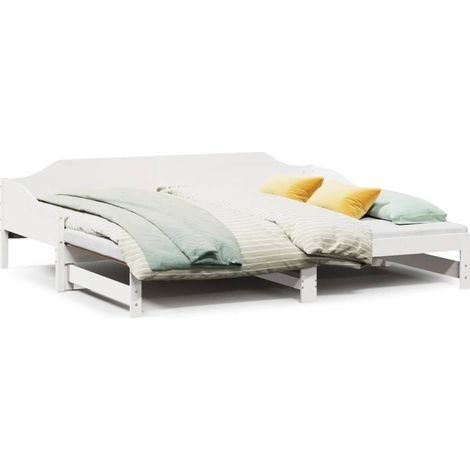 Maison Exclusive - Sofá cama nido sin colchón madera maciza blanc