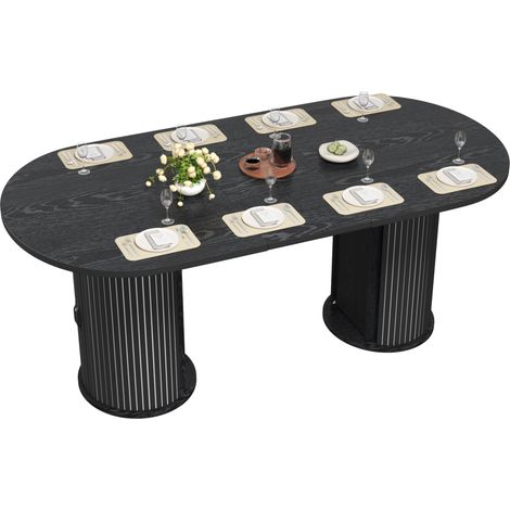 Table à manger extensible 150-190 cm noire en MDF et métal, avec rangement discret, mécanisme coulissant, pour cuisine, salon ou petit espace  CHICFURN (1/5)