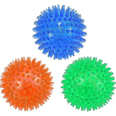 Lot de 3 balles couineuses pour chiens, balles à mâcher à picots pour le nettoyage des dents des chiens de petite et moyenne taille (1/5)