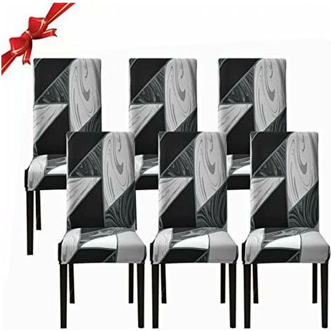 Stretch-Esszimmerstuhlhussen 6 Stück, Waschbare Universal-Stuhlhussen, Leicht zu reinigende Stuhlhusse für Esszimmer, Hotel, Restaurant, Dekor (Schwarz, 6er-Set)
